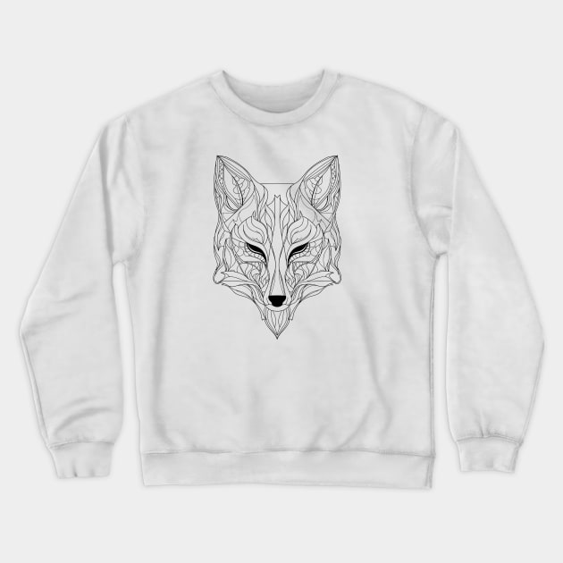 Abstract Fox Essence: Intricate Line Art Interpretation Crewneck Sweatshirt by AmandaOlsenDesigns